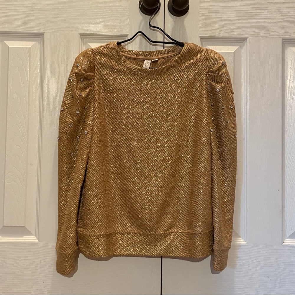 Gold Sparkle Long Sleeve Top